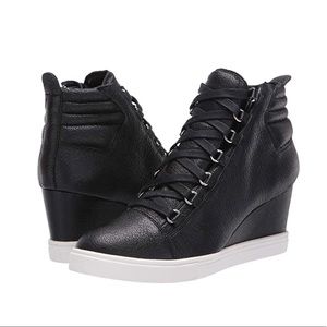 Linea Paolo Fenton Leather High Top Wedge Sneakers